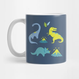 Kawaii Dinosaurs in Blue + Green Mug